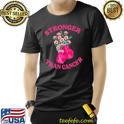 Stronger than cancer boxing gloves pink ribbon breast cancer shirt