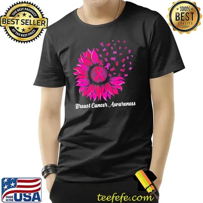 Sunflower wear pink breast cancer awareness women warrior shirt