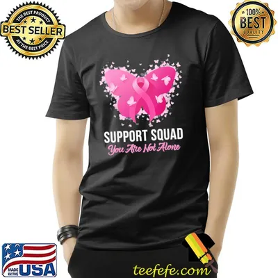 Support squad breast cancer awareness pink ribbon butterfly shirt