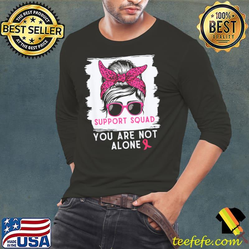 Support squad messy bun breast cancer awareness s Long Sleeve Tee Support squad messy bun breast cancer awareness s Long Sleeve Tee