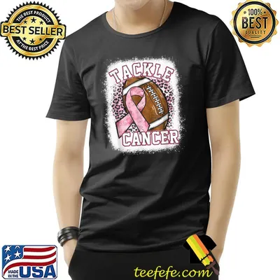 Tackle Football Pink Ribbon Breast Cancer Awareness Leopard T-Shirt