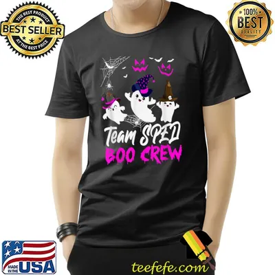 Team Sped Boo Crew Ghost Pumpkin Breast Cancer Halloween T-Shirt