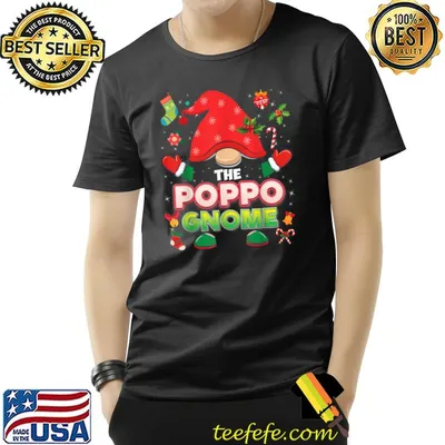 The Poppo Gnome Santa Hat Matching Family Merry Christmas Pajama T-Shirt