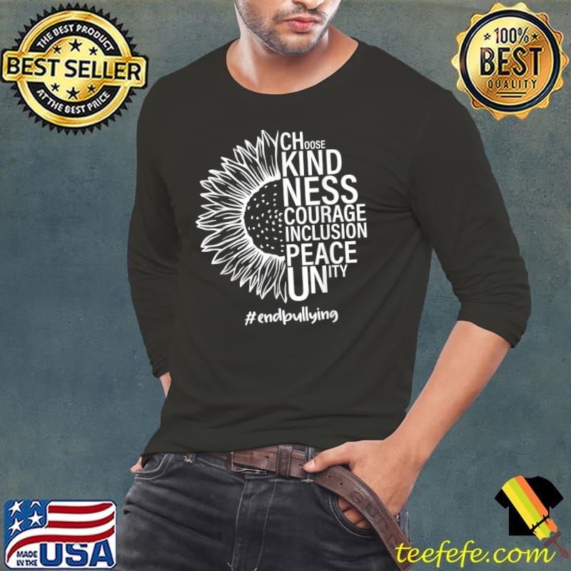 Unity Day 2022 Half Sunflower And Choose Kindness Courage Inclusion T-Shirt Long Sleeve Tee Unity Day 2022 Half Sunflower And Choose Kindness Courage Inclusion T-Shirt Long Sleeve Tee