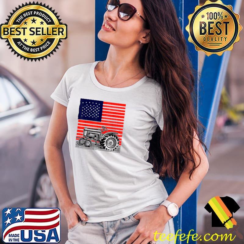 Vintage patriotic tractor on a farm american flag tractor T-Shirt Ladies Tee Vintage patriotic tractor on a farm american flag tractor T-Shirt Ladies Tee