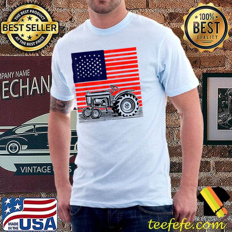 Vintage patriotic tractor on a farm american flag tractor T-Shirt