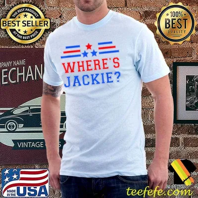 Where's Jackie Flag Saying Political Biden Stars Blue And Red Line T-Shirt