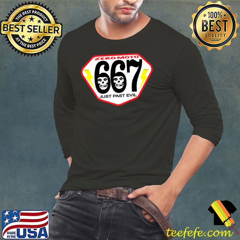 Zero moto 667 just past evil skull halloween T-Shirt Long Sleeve Tee Zero moto 667 just past evil skull halloween T-Shirt Long Sleeve Tee