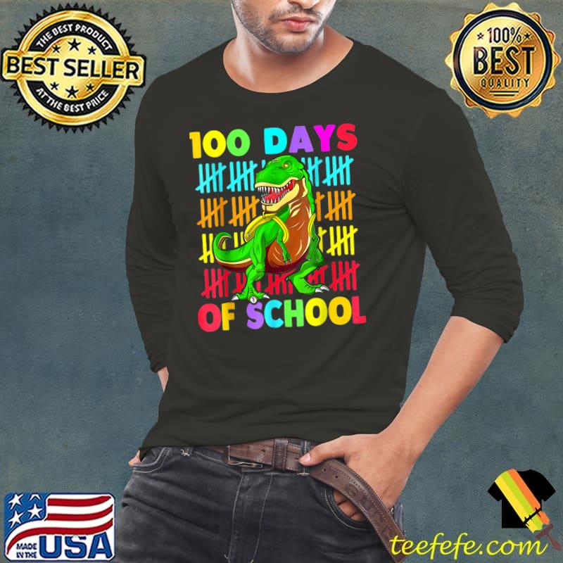 100 Days Of School Dinosaur T Rex Dino Colors 100th Day T-Shirt Long Sleeve Tee 100 Days Of School Dinosaur T Rex Dino Colors 100th Day T-Shirt Long Sleeve Tee