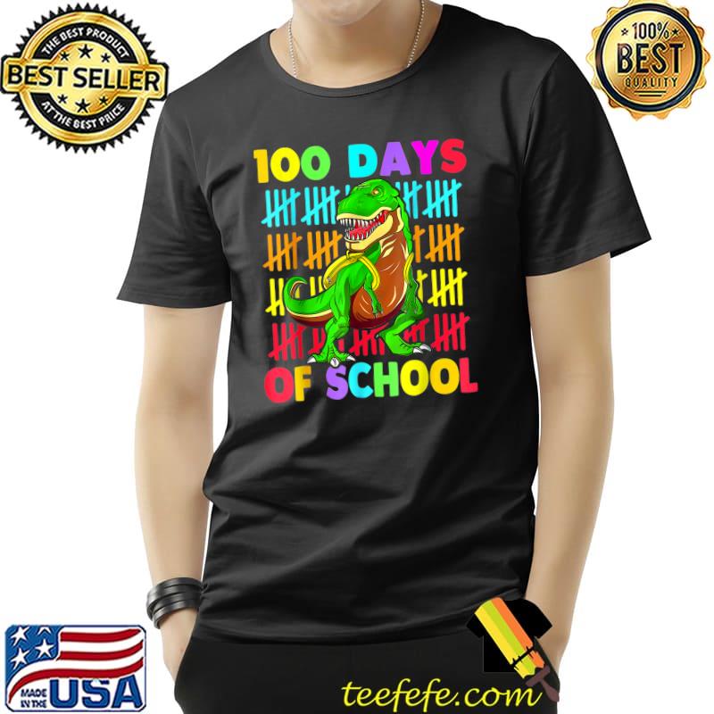 100 Days Of School Dinosaur T Rex Dino Colors 100th Day T-Shirt