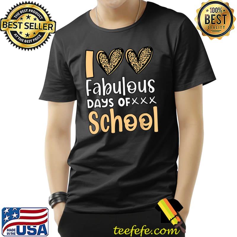 100 Fabulous Days Of School Teachers Cute Heart Leopard Skin T-Shirt 100 Fabulous Days Of School Teachers Cute Heart Leopard Skin T-Shirt