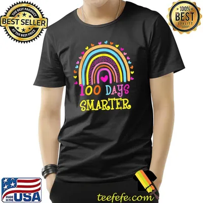 100th Day Of School Teacher 100 Days Smarter Rainbow T-Shirt
