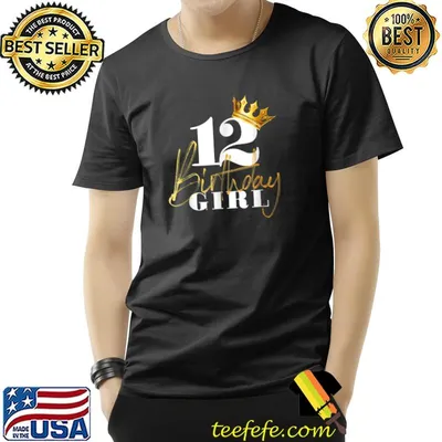 12th Birthday Girl Princess 12 Years Old Golden Crown Cute T-Shirt