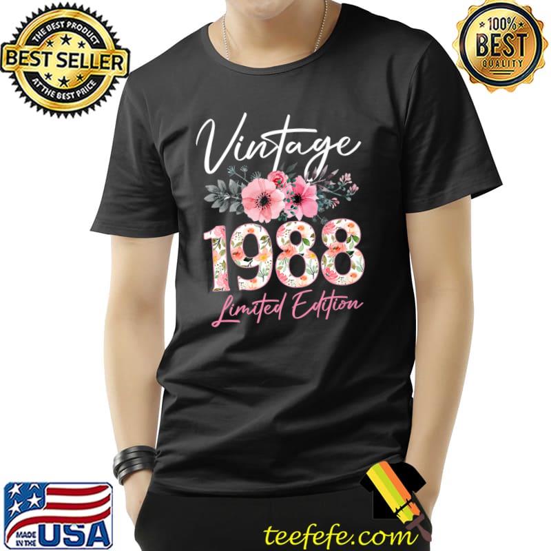 35 Years Old Vintage 1988 Limited Edition 35th Birthday Flowers T-Shirt