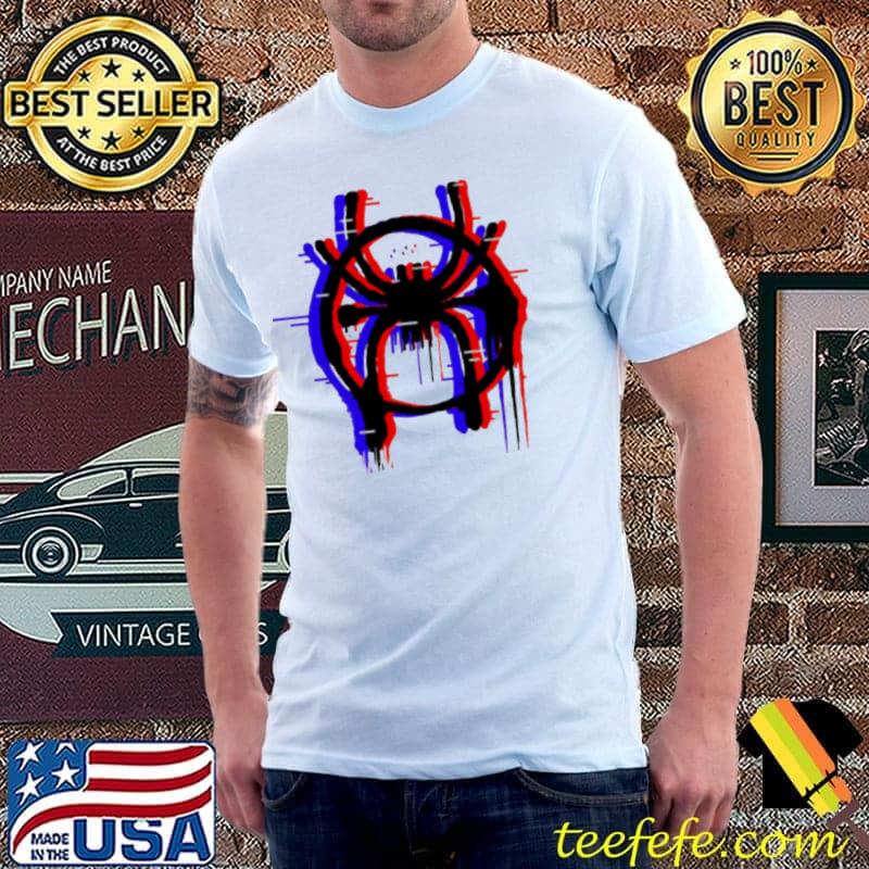 3d neon design spiderverse logo spiderman shirt