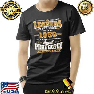 64th Birthday Gift Vintage Legends Were Born In 1959 64 Years Old Stars T-Shirt