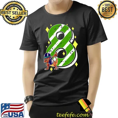 8 Years Old Dino Dabbing American Football 8th Birthday Humor T-Shirt