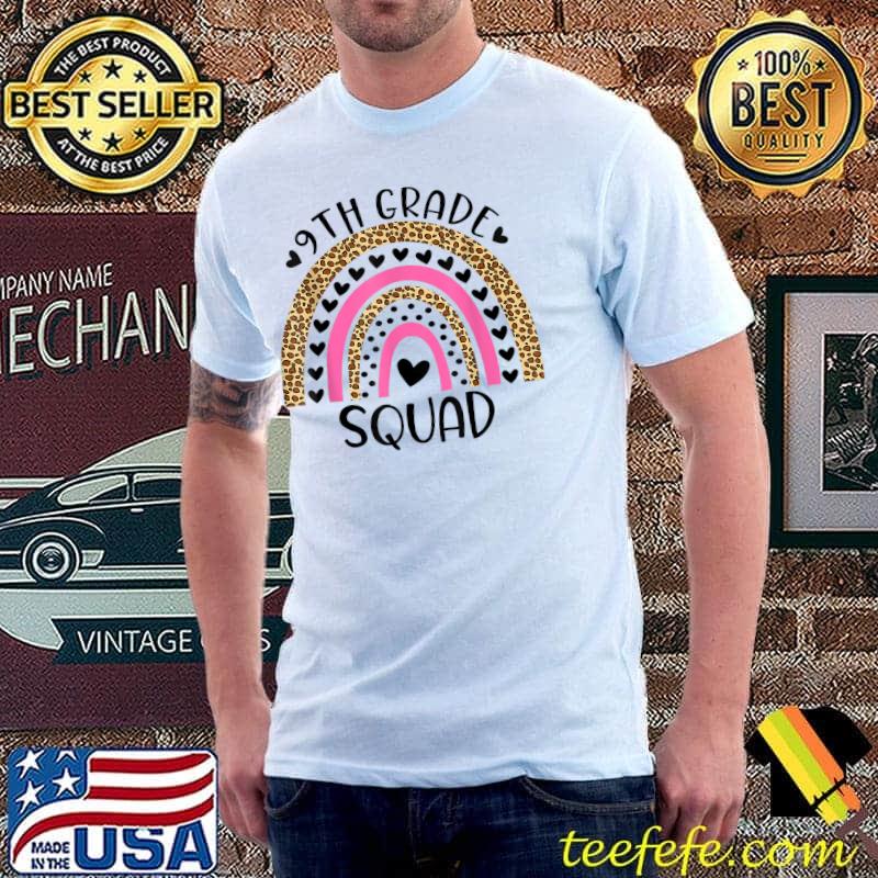 9th Grade Squad Teacher Student Rainbow Leopard 100th Day Of School T-Shirt
