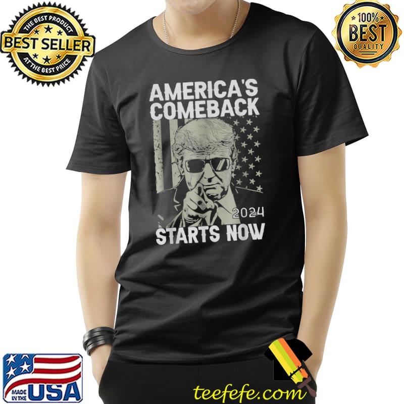 America's comeback starts now donald trump president usa flag 2024 vote T-Shirt