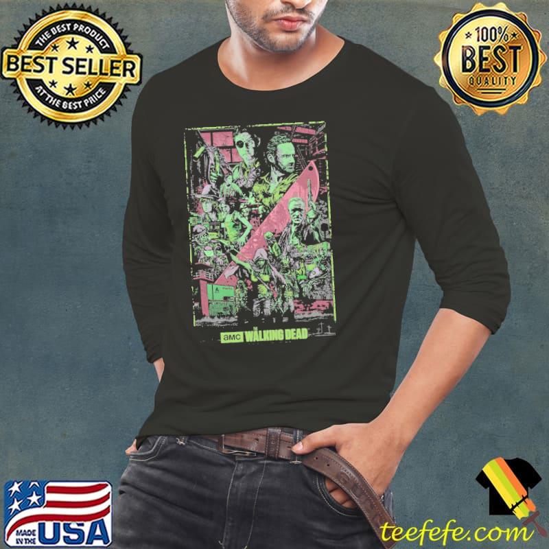 Animated design the walking dead distressed classic s Long Sleeve Tee Animated design the walking dead distressed classic s Long Sleeve Tee