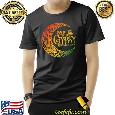 Back To The Gypsy That I Was Apparel Moon Flowers Butterflies Retro T-Shirt