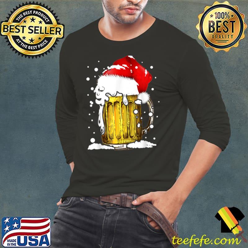 Beer with santa hat snow merry christmas T-Shirt Long Sleeve Tee Beer with santa hat snow merry christmas T-Shirt Long Sleeve Tee