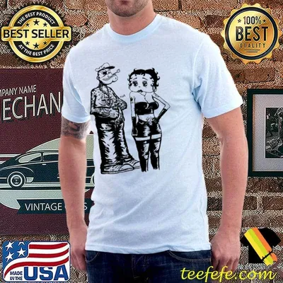 Betty and popeye black and white design shirt