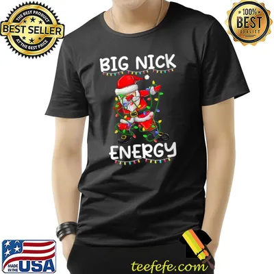 Big Nick Energy Christmas Dabbing Santa Claus With Lights T-Shirt