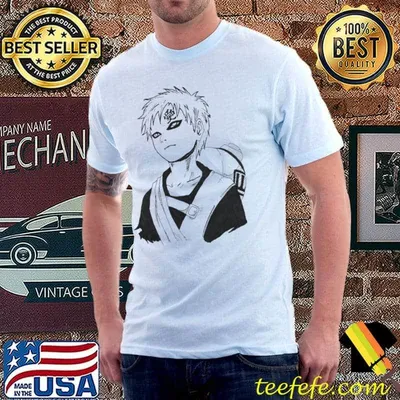 Black and white design gaara cute face naruto anime shirt