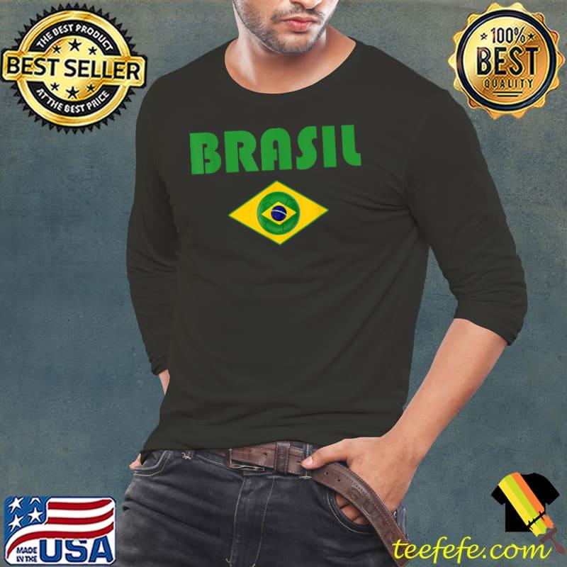 Brasil Fan Brazil Retro Soccer Vintage Brazilian Flag T-Shirt Long Sleeve Tee Brasil Fan Brazil Retro Soccer Vintage Brazilian Flag T-Shirt Long Sleeve Tee