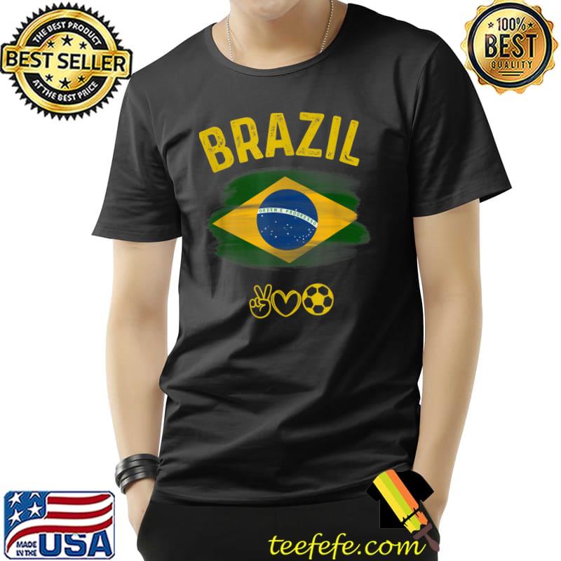 Brazil Jersey Brazilian Futebol Soccer Flag High Hand Heart T-Shirt