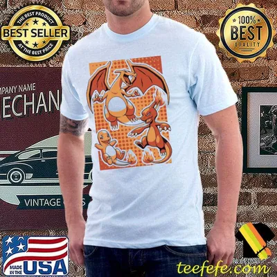 Charmander charizard charmelone design fire kind Pokemon shirt