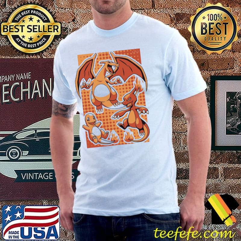 Charmander charizard charmelone design fire kind Pokemon shirt