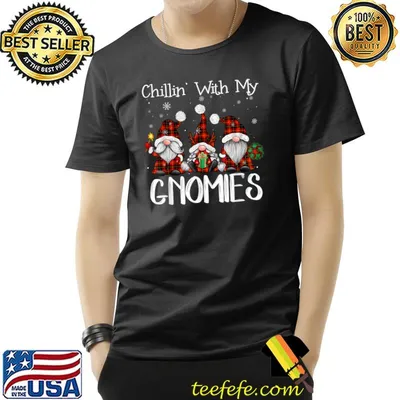 Chillin' With My Gnomies Buffalo Red Plaid Christmas Gnome T-Shirt