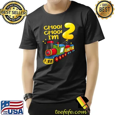 Choo Choo I'm 2 Balloons Youth I'm 2 Years Old Boys Train 2nd Birthday T-Shirt