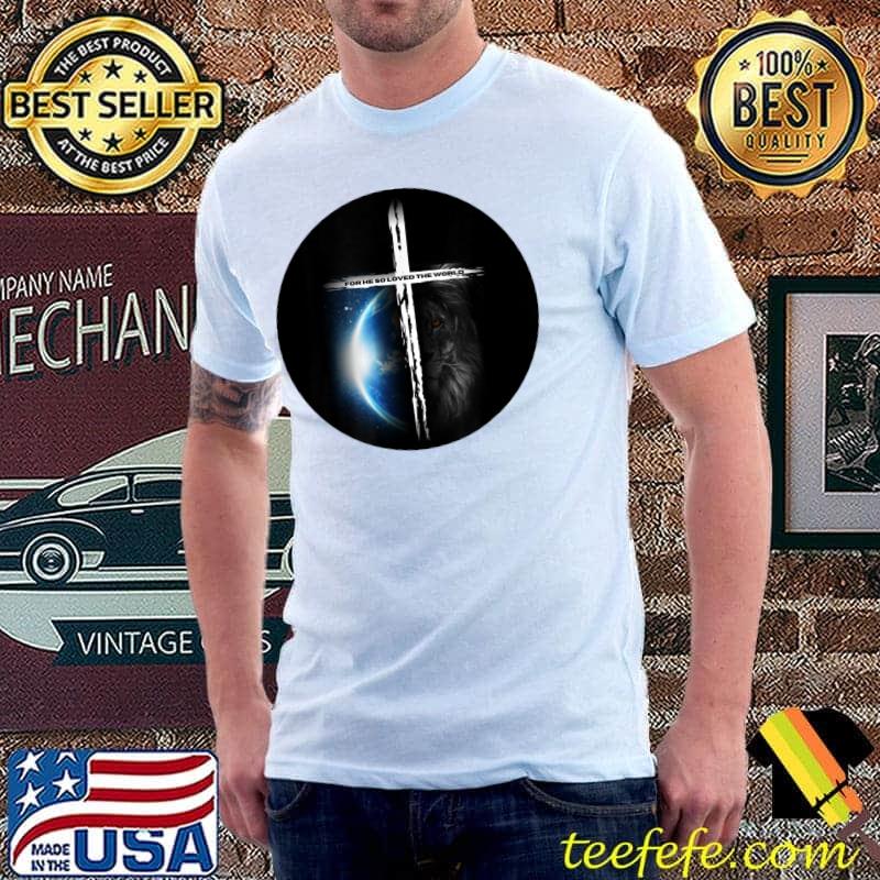 Christian Lion Of Judah Jesus Cross Earth T-Shirt