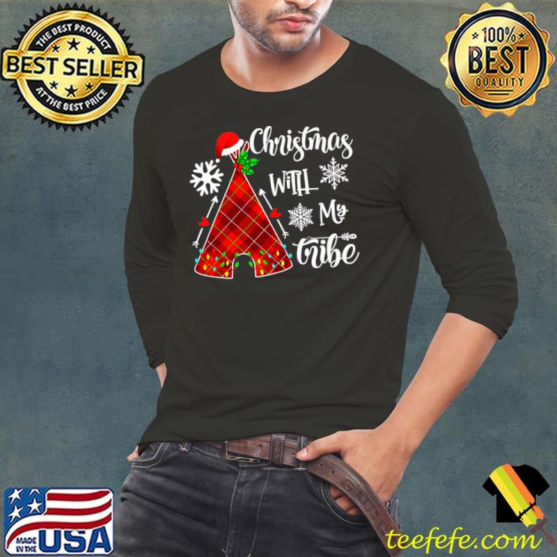 Christmas With My Tribe Red Plaid Family Matching Outfit T-Shirt Long Sleeve Tee Christmas With My Tribe Red Plaid Family Matching Outfit T-Shirt Long Sleeve Tee
