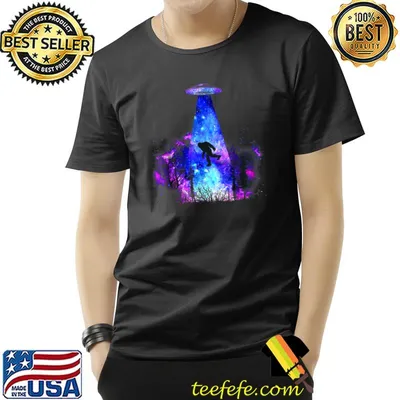 Cosmic Bigfoot Alien Abduction Area 51 Watercolor Alien T-Shirt