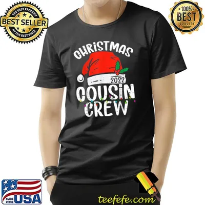 Cousin Crew Christmas Squad Santa Hat Lights 2022 Xmas Pajama T-Shirt