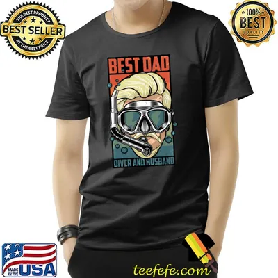 Diver And Husband Vintage Scuba Diving Instructor Diver Dad T-Shirt
