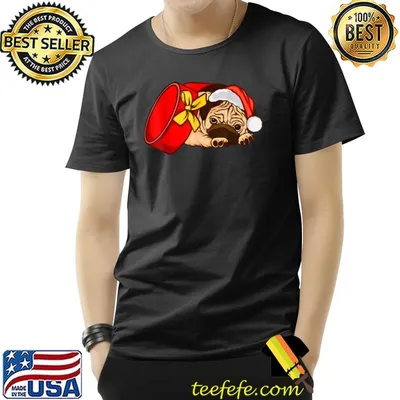 Dog Gift Lovers Cute Pug Santa Hat Ugly Christmas T-Shirt