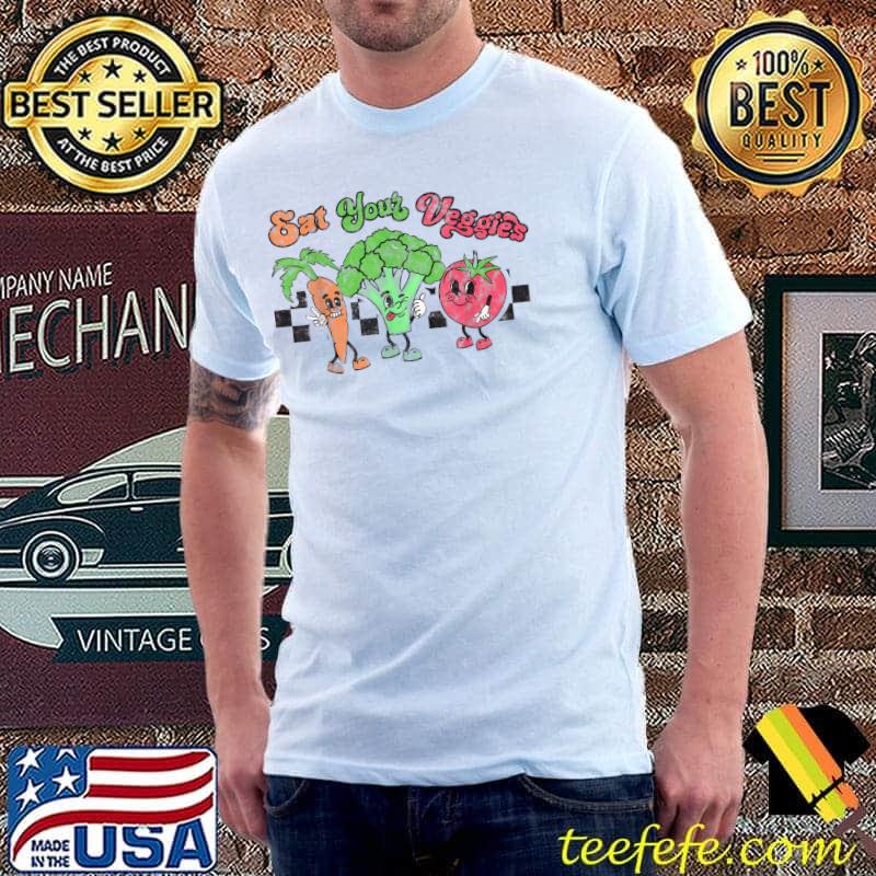 Eat Your Veggies Retro 90s Style Vegetable Vegan Month T-Shirt