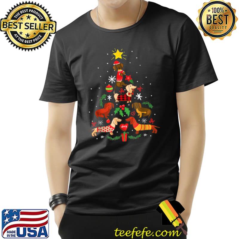 Family clothing christmas dachshund dog tree santa T-Shirt