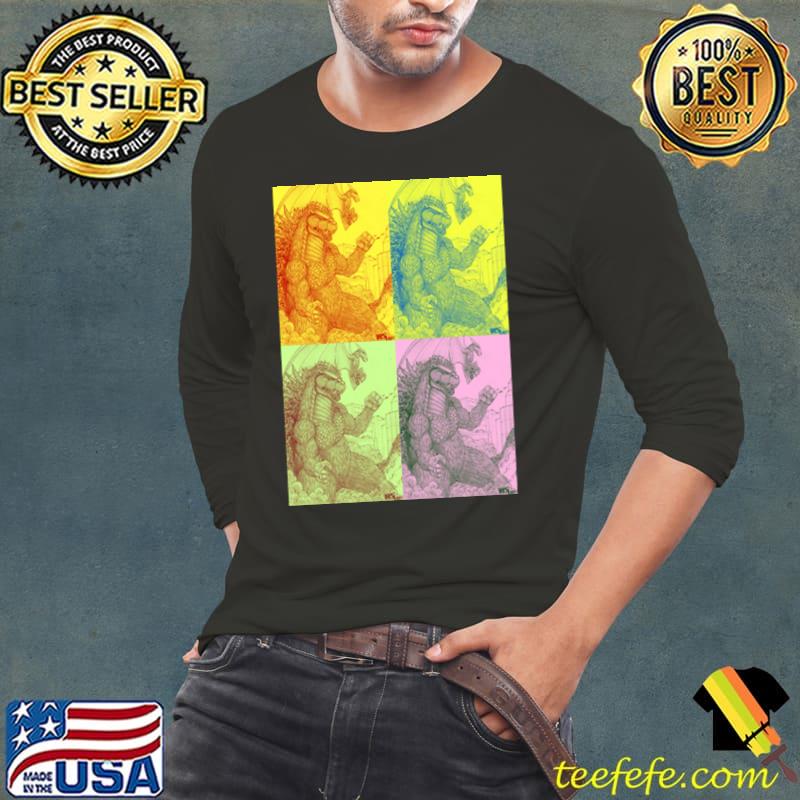 Godzilla And Rodan Invade Tokyo Retro T-Shirt Long Sleeve Tee Godzilla And Rodan Invade Tokyo Retro T-Shirt Long Sleeve Tee