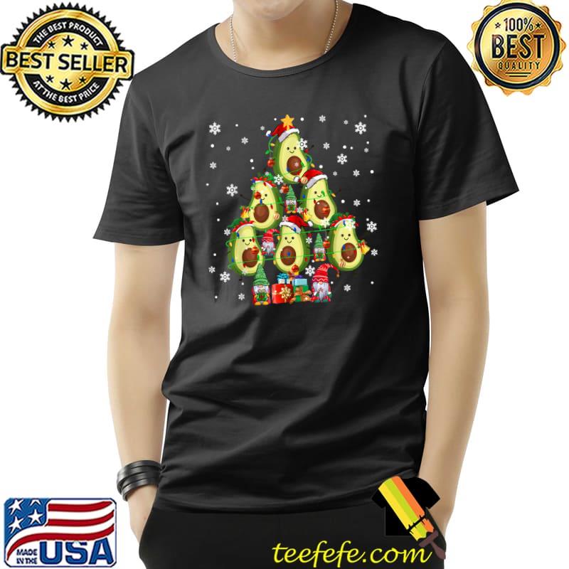 Group Santa Elf Avocados With Gnomes As Xmas Tree Vegetarian T-Shirt