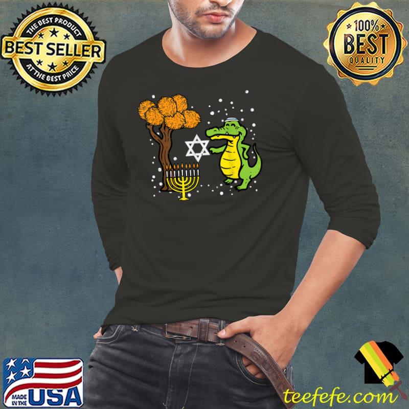 Hanukkah Crocodile Latke Chanukah Jewish Tree T-Shirt Long Sleeve Tee Hanukkah Crocodile Latke Chanukah Jewish Tree T-Shirt Long Sleeve Tee