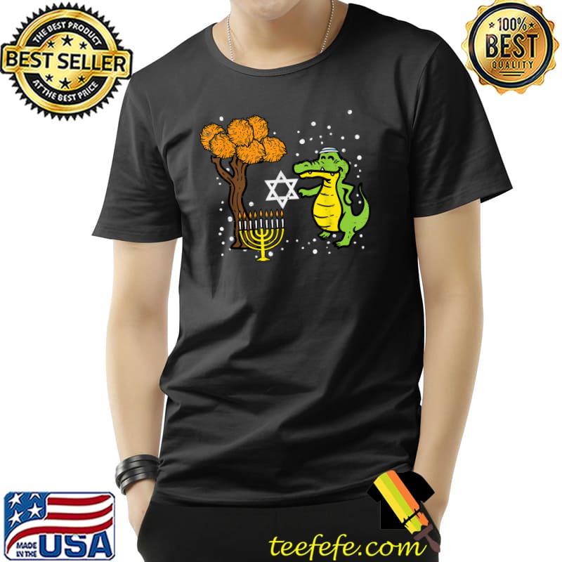 Hanukkah Crocodile Latke Chanukah Jewish Tree T-Shirt