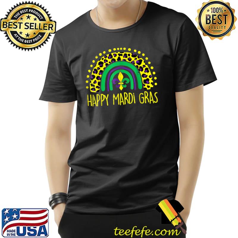 Happy Mardi Gras Leopard Boho Rainbow T-Shirt Happy Mardi Gras Leopard Boho Rainbow T-Shirt