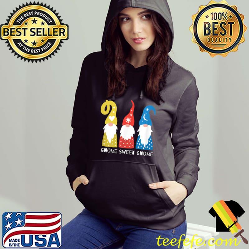 Holiday Tee Gnome Sweet Gnome Three Gnome Yellow Red And Blue T-Shirt Hoodie Holiday Tee Gnome Sweet Gnome Three Gnome Yellow Red And Blue T-Shirt Hoodie
