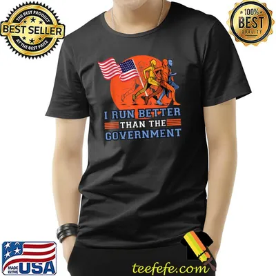 I Run Better Than The Covernment Marathon Running American Flag Cross Country Runner T-Shirt